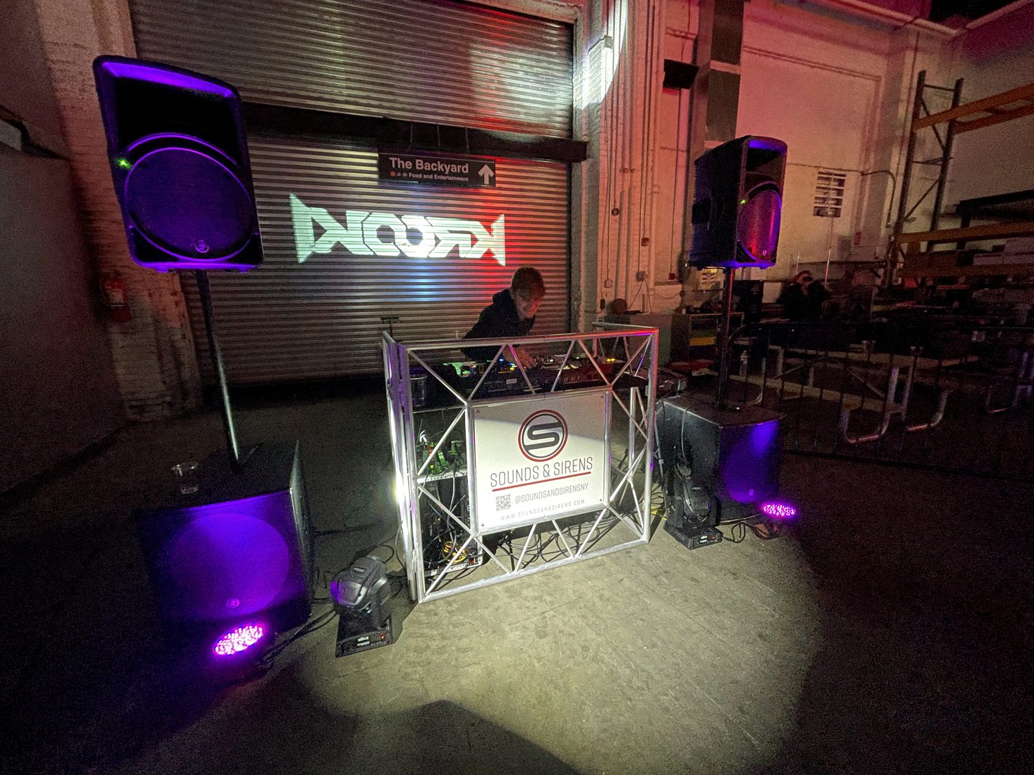 DJ booth and stage setup